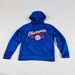 Champion Blue Baseball Hoodie Athletic Gym Sweatshirt Boys Youth Size: 10-12